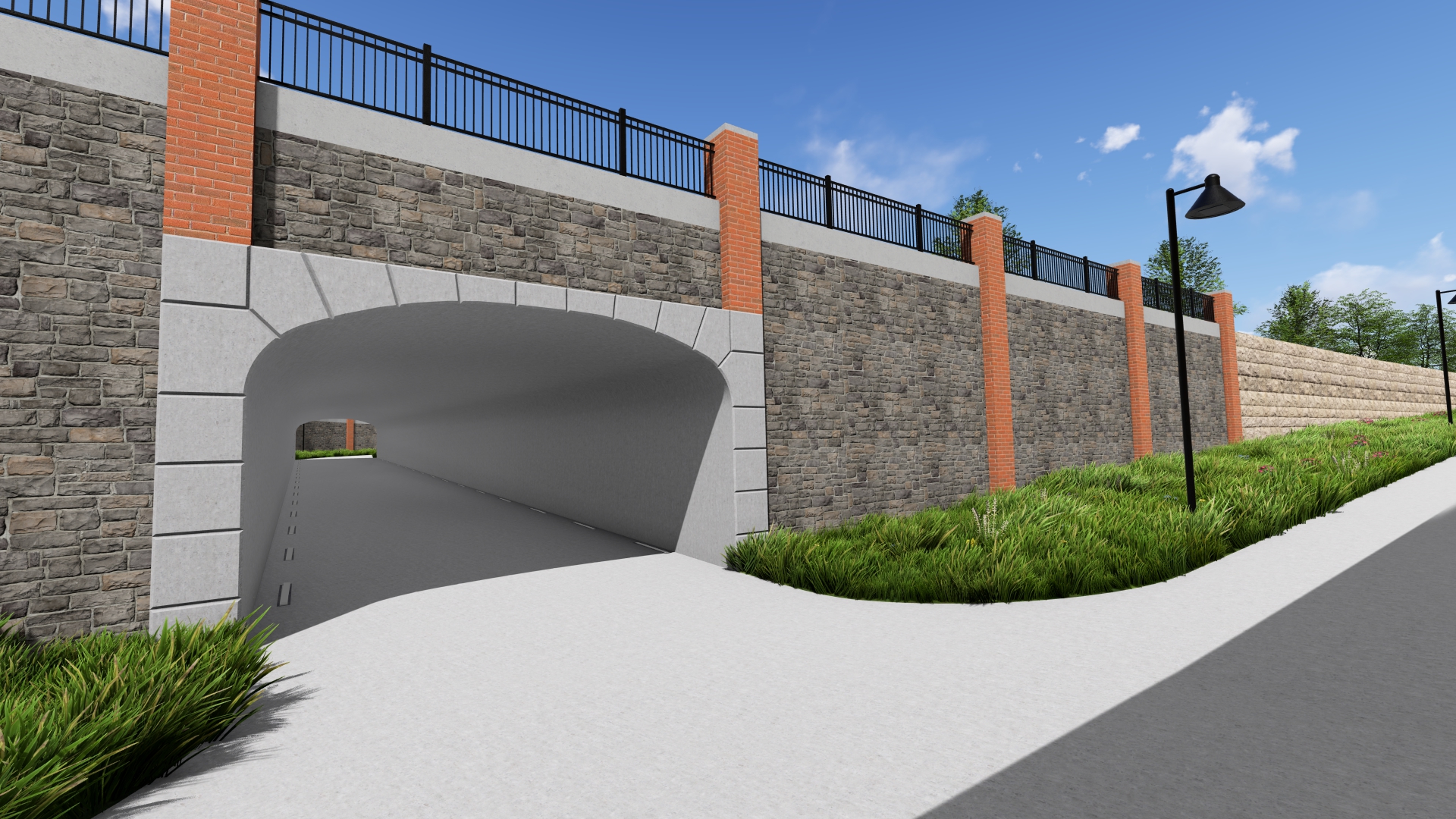 Rendering of a pedestrian tunnel beneath an intersection